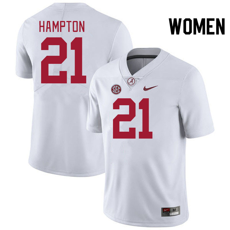 Women #21 Bubba Hampton Alabama Crimson Tide College Football Jerseys Stitched-White